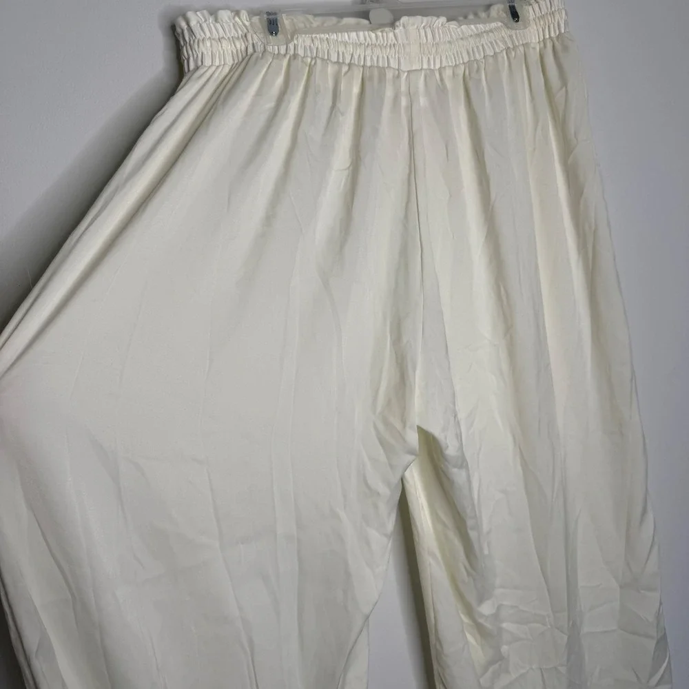 A19‎ Summersalt White Wide Leg Smocked Drawstring Pants Recycled Polyester Large